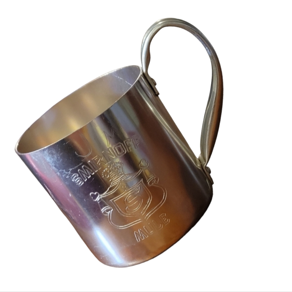 Vtg 1980 Smirnoff Vodka Moscow Mule Drink Copper Cup Mug Aluminum Barware Bar